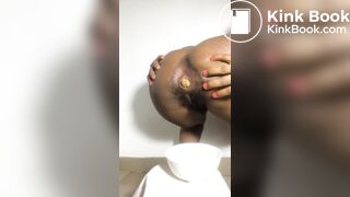 Nasty ebony shitting and pissing