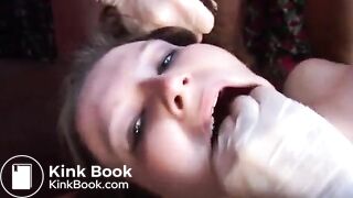 Hot brunette hot gang bang with pee and cum