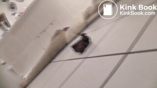 Spreaded holes shittting a big turd