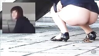 Asian girls pooping in the street - video 2