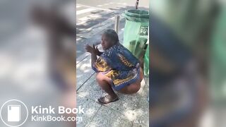 Black lady found pooping in public without any care