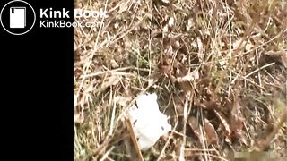 Voyeur spies on girll shitting in tall grass