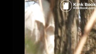 Voyeur spies on girll shitting in tall grass