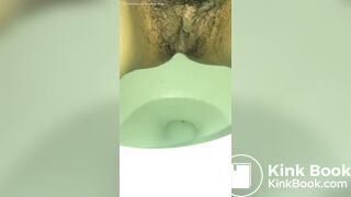 Mexican girl taking a morning shit