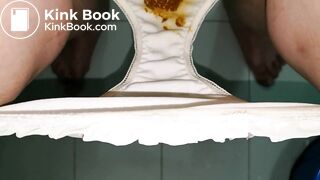 Let take off this lovely yellow pure panty to see the shit filled inside!!