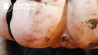 Shit on cock and masturbating