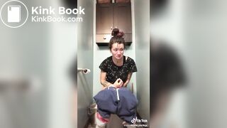 Brunette on Tik Tok pooping