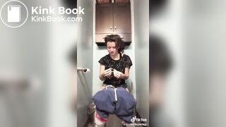 Brunette on Tik Tok pooping