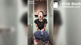 Brunette on Tik Tok pooping