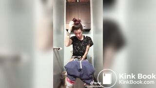 Brunette on Tik Tok pooping