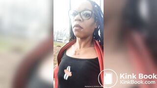 Ebony freak shits outside