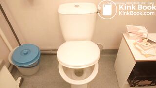 Sexy teen farting and pooping on toilet scene