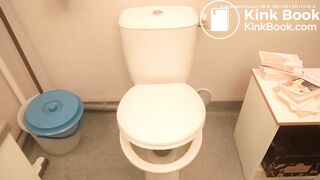 Sexy teen farting and pooping on toilet scene