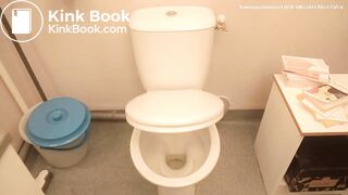 Sexy teen farting and pooping on toilet scene