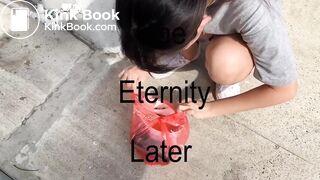 Girl eats trash!! from strangers garbage