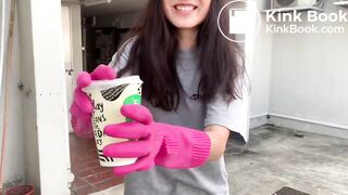 Girl eats trash!! from strangers garbage
