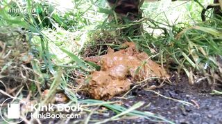 Messy shit outdoors