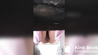 A woman struggling with a thick one