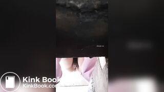 A woman struggling with a thick one