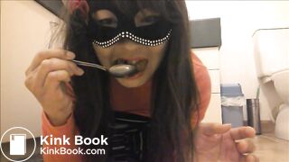 Japanese scat slut is improving her swallowing skills