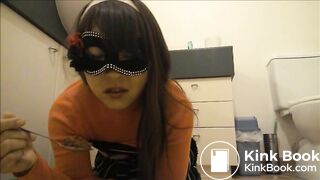 Japanese scat slut is improving her swallowing skills