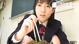 Cute school girl enema poop play