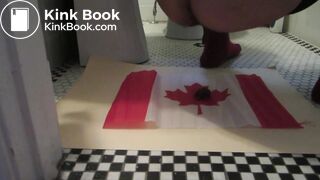 Naughty Israeli feminist, activist & artist poops on Canadian flag! :D