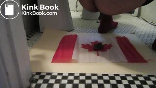 Naughty Israeli feminist, activist & artist poops on Canadian flag! :D