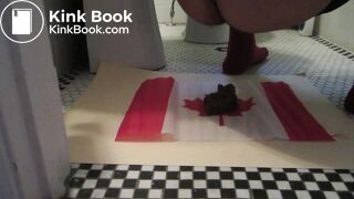 Naughty Israeli feminist, activist & artist poops on Canadian flag! :D