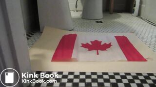 Naughty Israeli feminist, activist & artist poops on Canadian flag! :D