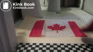 Naughty Israeli feminist, activist & artist poops on Canadian flag! :D