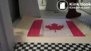 Naughty Israeli feminist, activist & artist poops on Canadian flag! :D