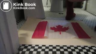 Naughty Israeli feminist, activist & artist poops on Canadian flag! :D