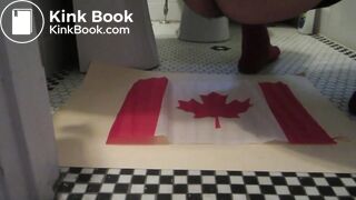 Naughty Israeli feminist, activist & artist poops on Canadian flag! :D