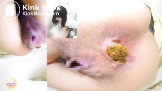 Door knock forces her to suck back in a large turd