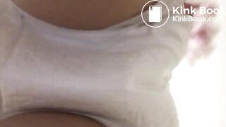 Japanese girl messes and wets diaper in public bathroom