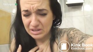 Angie has diarrhea in toilet