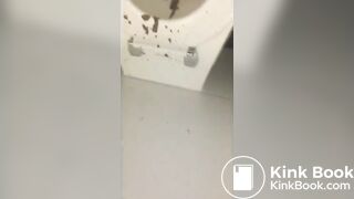 Melissa has diarrhea in a public toilet