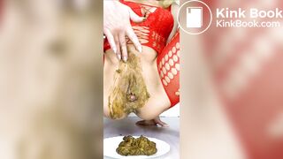 Creamy poop on plate