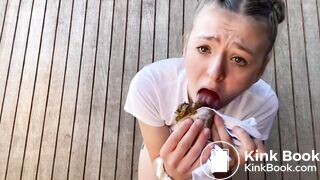 Cute girl shit and eat