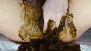 AC Fills her pussy with shit, Cleaning and Dirty Pantys