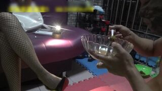 Eating a whole bowl of brown shit from Chinese mistress