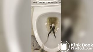 piss anime figure in public toilet