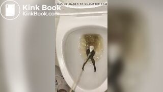 piss anime figure in public toilet