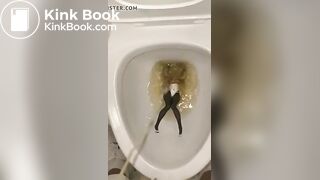 piss anime figure in public toilet