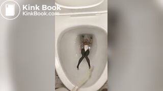 piss anime figure in public toilet