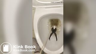 piss anime figure in public toilet