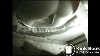 Village girl pooping healthy sausages in an outhouse toilet