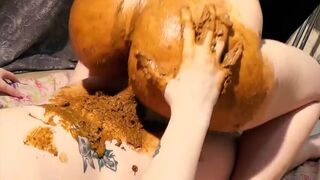 A woman shit on her BF dick
