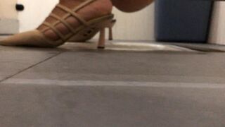 Chinese beautiful woman poop in public toilet